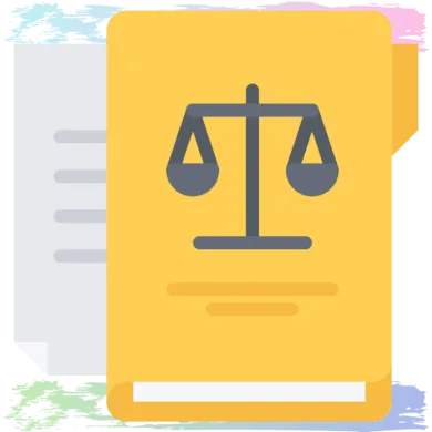 Law book with scales of justice