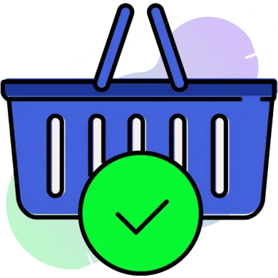 Shopping basket with a compliance tick
