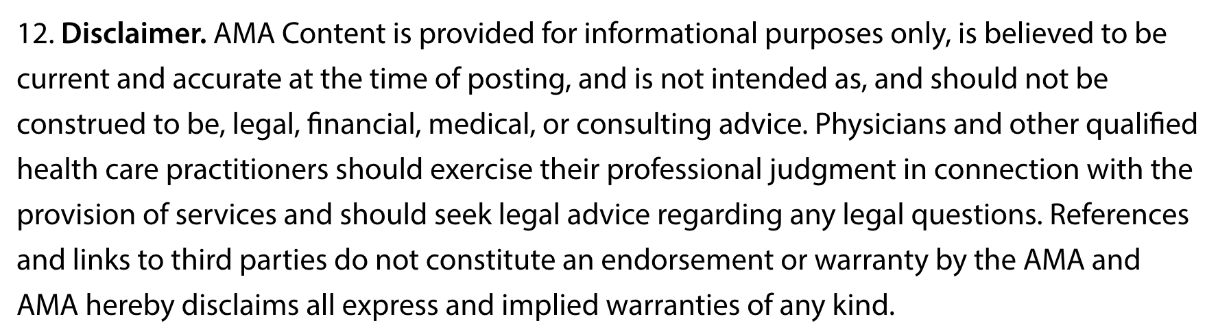 AMA medical disclaimer