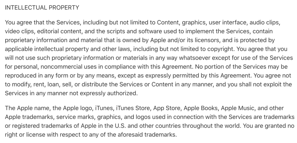 Apple's Intellectual Property clause