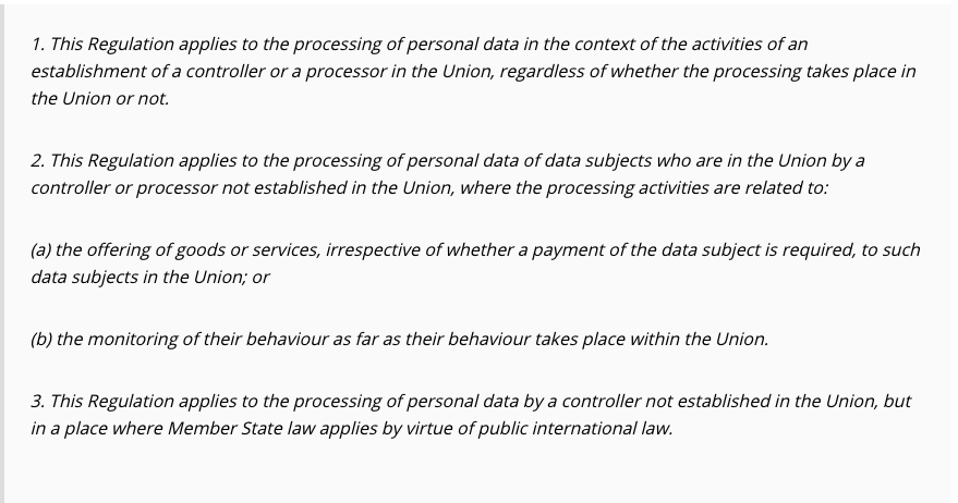 Article 3 of the GDPR: territorial scope