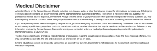 DanneMiller website medical disclaimer