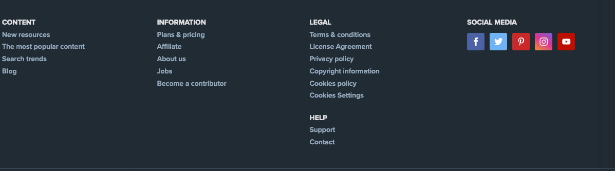 Freepik Privacy Policy in the website footer