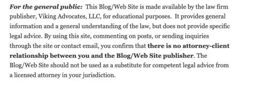 Hague Law Blog disclaimer