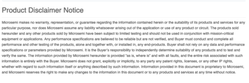 Microchip product disclaimer