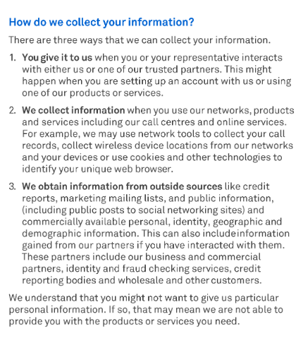 Telstra privacy policy