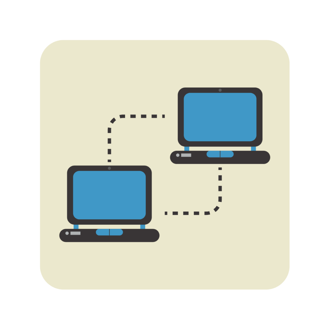 Illustration of data transferring between a computer and a website