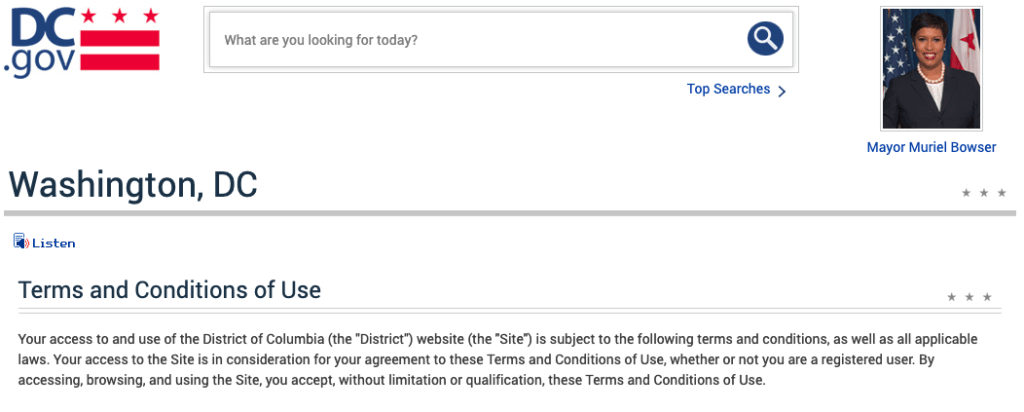 dc.gov terms and conditions introduction template