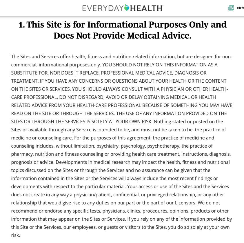 Everydayhealth.com medical disclaimer