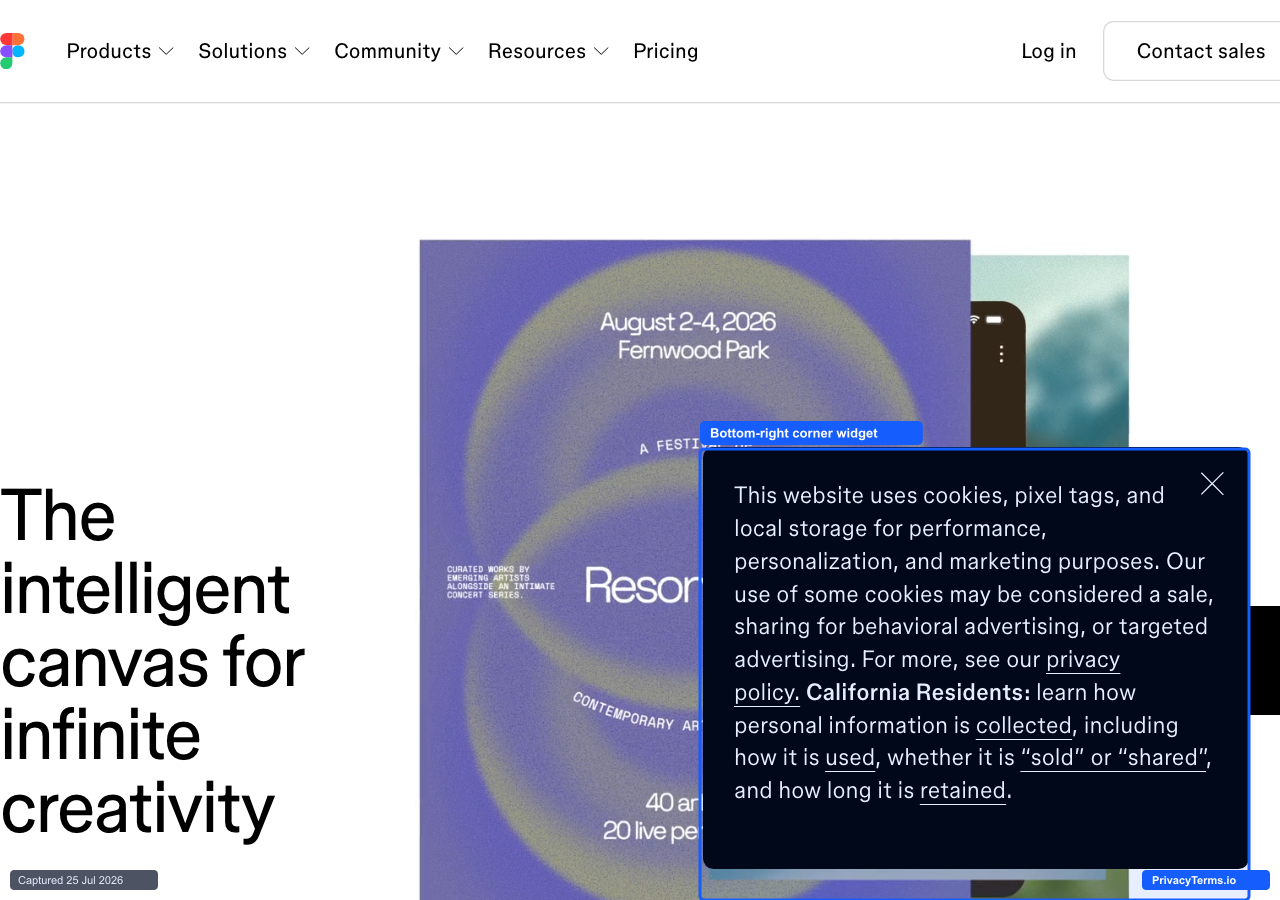 Figma's compact bottom-right corner cookie consent widget