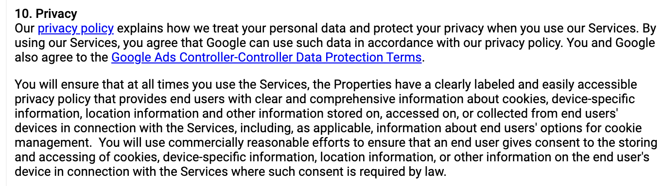 from Google Adsense terms and conditions