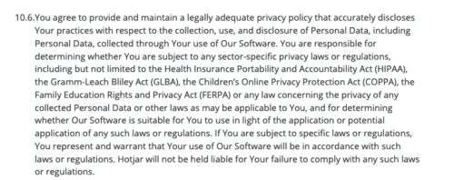 from Hotjar terms and conditions