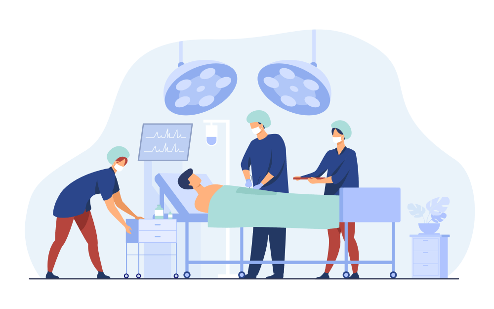 surgeons and patient in operating theater