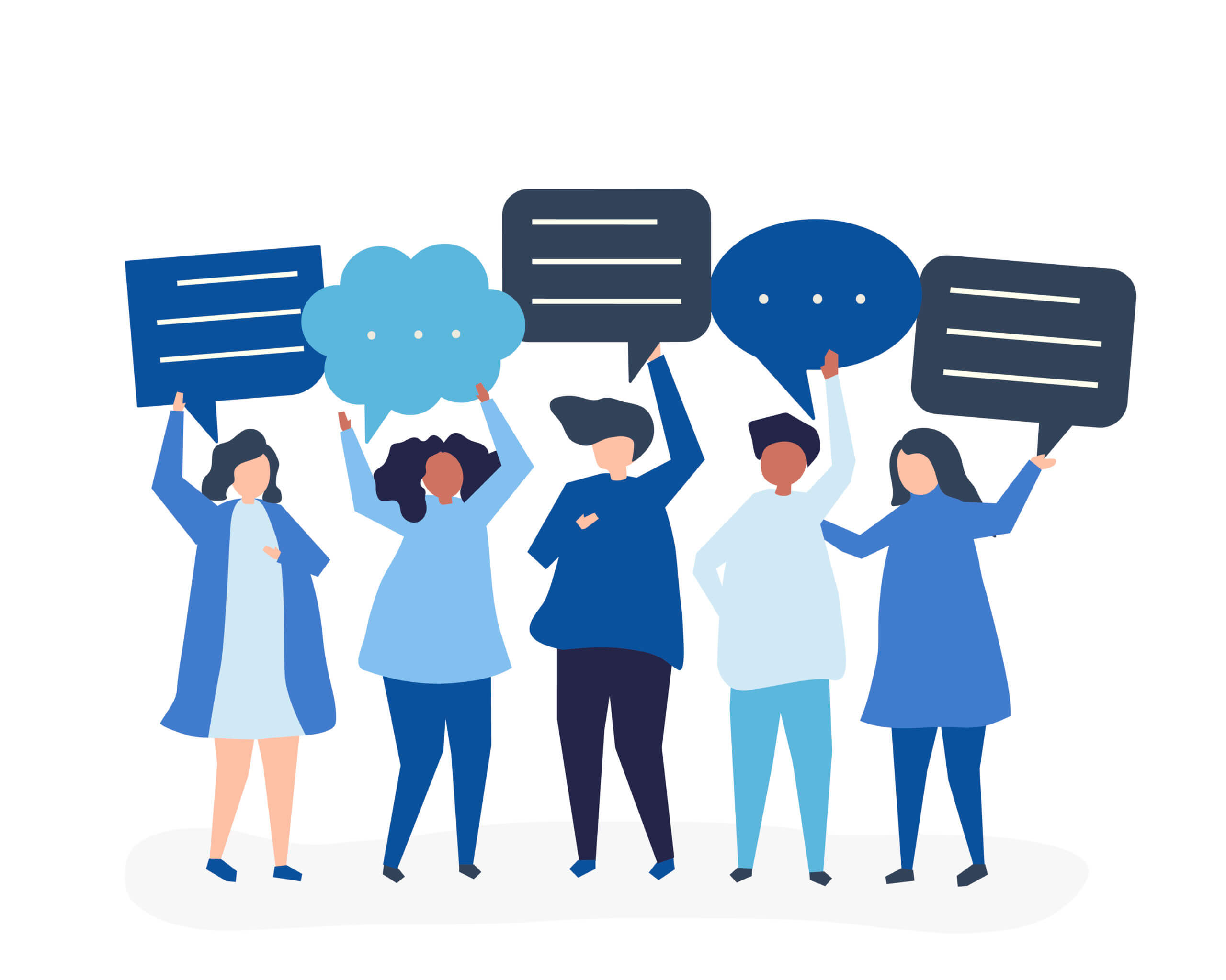 Speech bubbles representing user comments on a blog