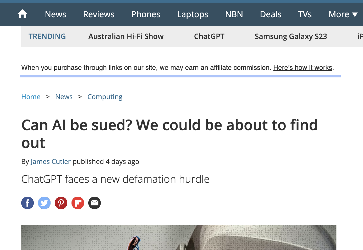 techradar includes a disclaimer that's well above the fold and short